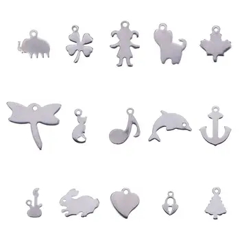 

1 Box 15 Shapes 304 Stainless Steel Blank Stamping Tag Pendants