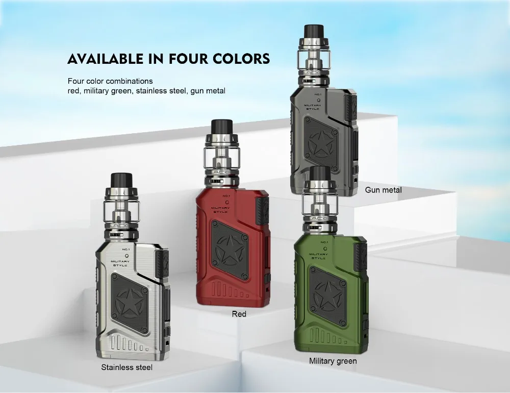 Original TESLA P226 Miltary Style vape kit 220w with 096inch OLED Screen Box Mod Temperature Control mode Electronic Cigarette (41)