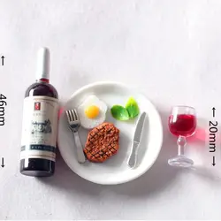 1 ensemble Steak de vin Miniature échelle 1/12, ensemble de nourriture pour 1/6 BJD maison de poupée cuisine maison de jeu jouets accessoires décoration cadeaux 