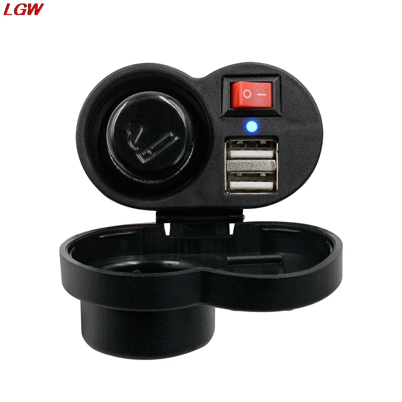 

Motorcycle cigarette lighter with switch cigarette lighter dual USB2.5A waterproof motorcycle multi-function charger waterproof
