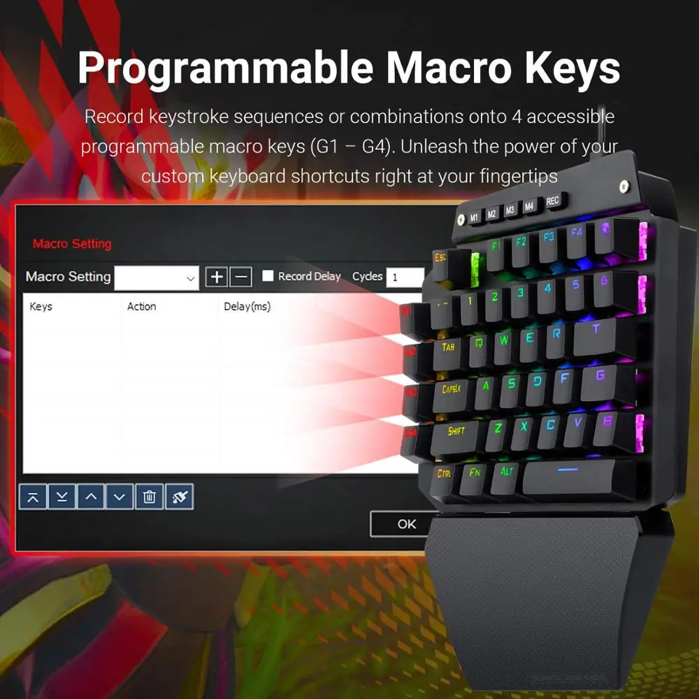 RedragonK583 Механическая игровая клавиатура с RGB подсветкой и 44 клавишами, геймпад IDA с программируемыми клавишами, запись макросов