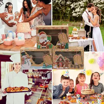 

European new style kraft paper box kraft paper large box candy Christmas gingerbread pvc box cookie box window P7I9