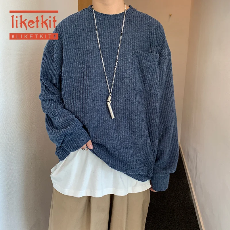 Liketkit Мужские Повседневные свитера 2019 мужские одноцветные свободные пуловеры с