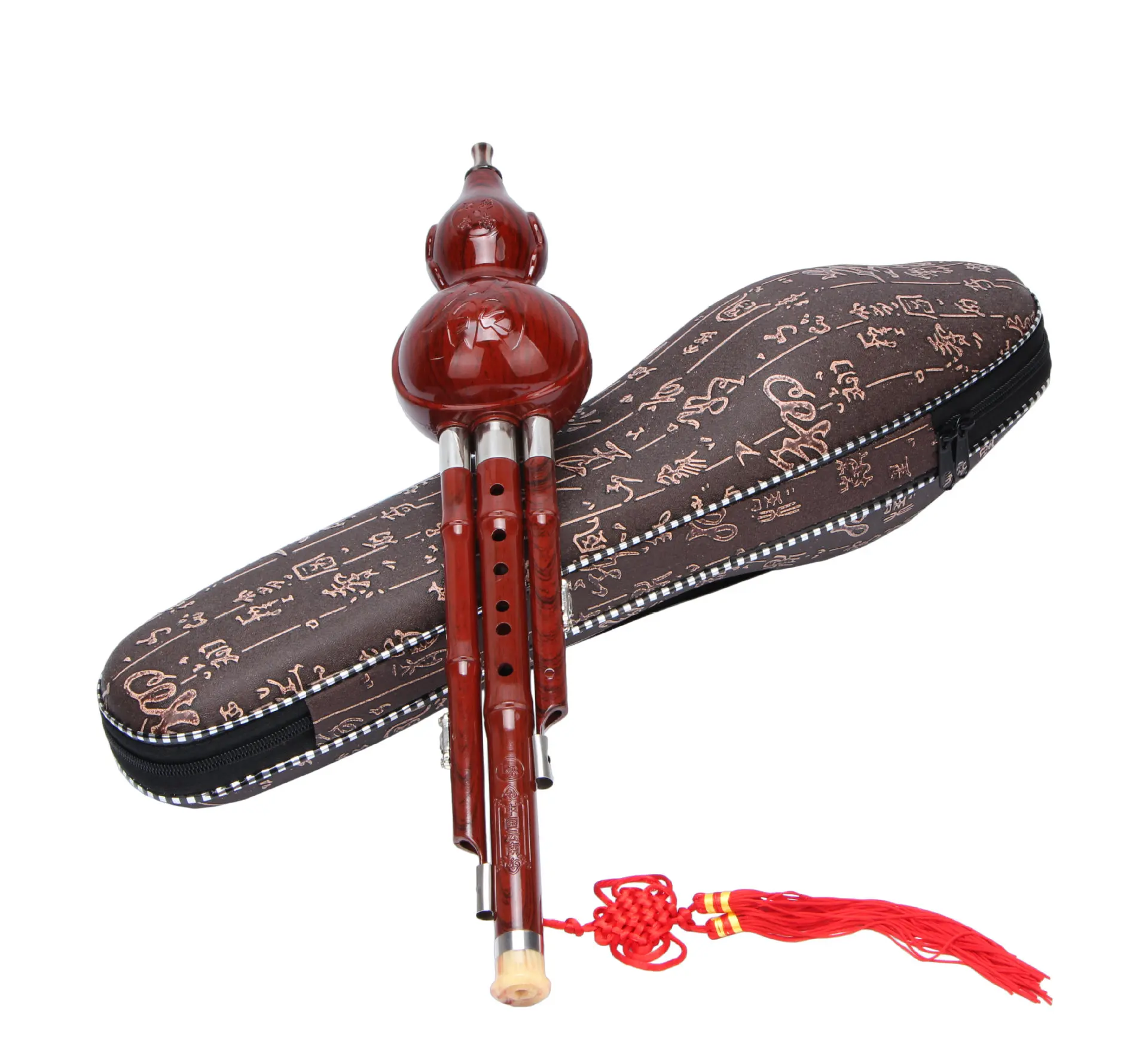 Synthetic Wood Grain Three-Tone Folding Cucurbit Flute Brass Languette Yunnan Cucurbit Flute New Style C Downgraded B Tune Folk