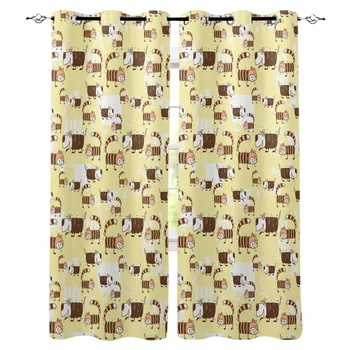 

Cartoon Cute Cat Dog Window Treatments Curtains Valance Room Curtains Large Window Curtain Lights Bathroom Curtains Bedroom
