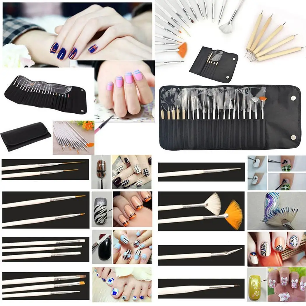 

Nail Art Dotting Painting Drawing Polish Brush Pen Tools Set with All Skin Types 1 x 20 Sets Bag