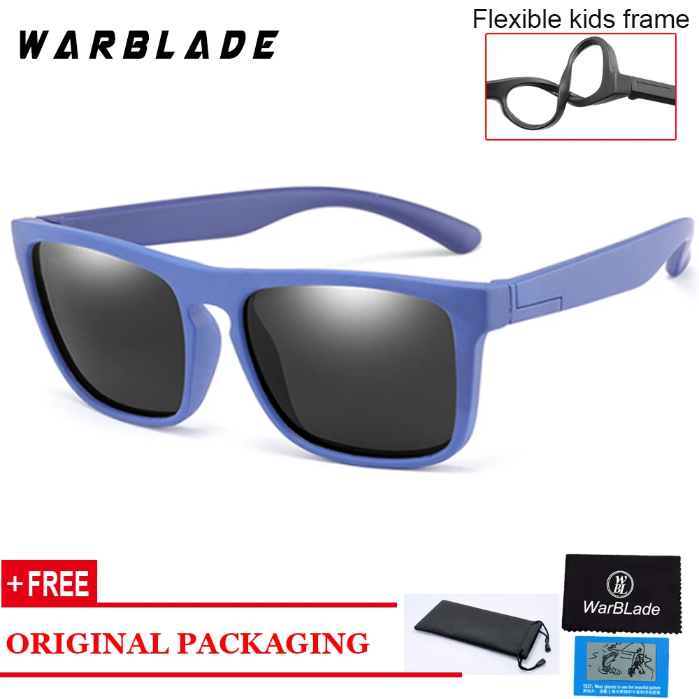 WarBlade Модные поляризованные солнцезащитные очки для детей, для мальчиков и девочек, детские солнцезащитные очки для младенцев, TAC TR90, гибкая безопасная оправа, очки - Цвет линз: blue gray