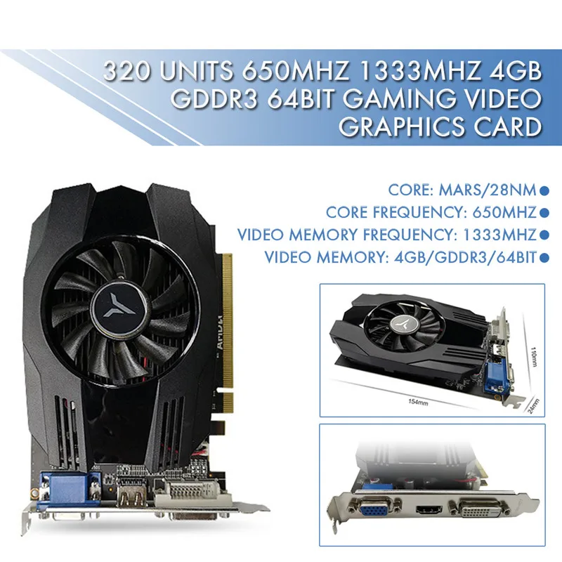 Игровая видеокарта Yeston R5 240 4GD3 VA 320 блок 650 МГц 1333 4 Гб GDDR3 64Bit игровая