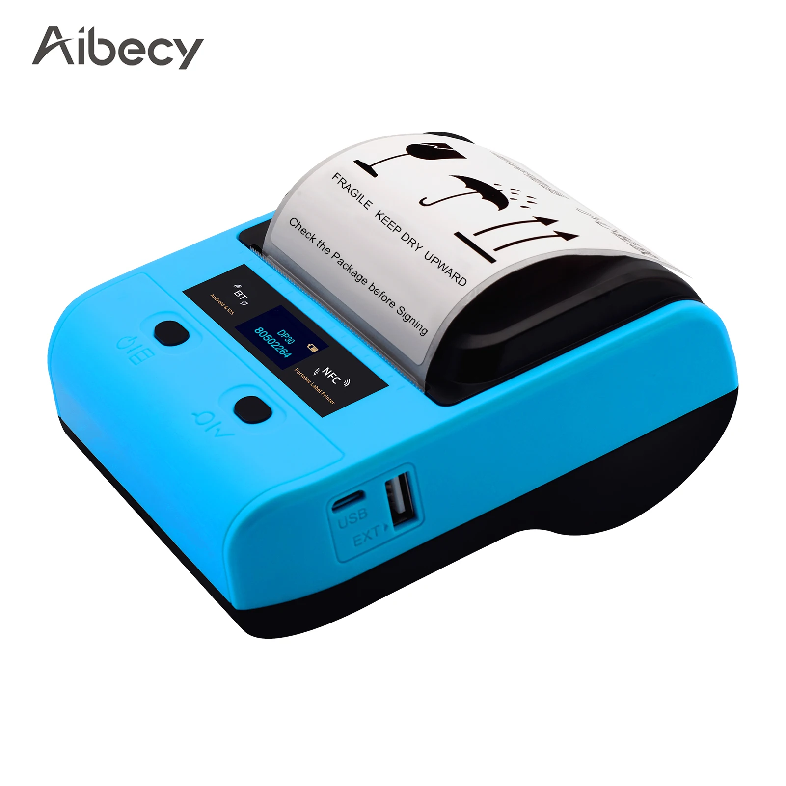 small compact printer Aibecy DP30 Portable All in One Wireless Thermal Printer 3 Inch 80mm Paper Width for Shipping Express Label USB BT NFC for Store printers mini Printers