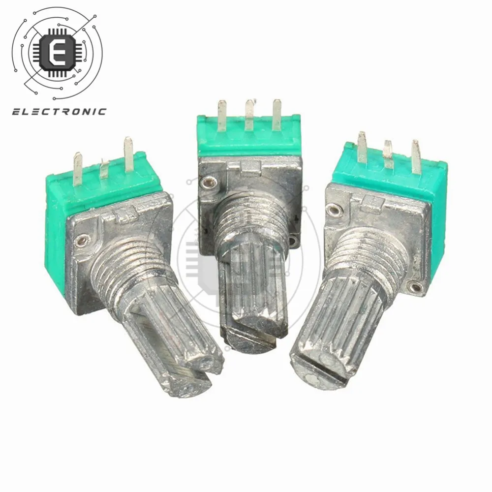 5PCS 6MM 3 Pin Knurled Shaft Single Linear B10K Ohm Rotary Potentiometer for DVD Player