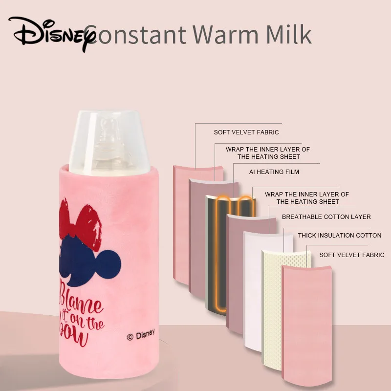 Disney bottle insulation set thermostat warm bag set winter out portable baby baby USB heating display temperature