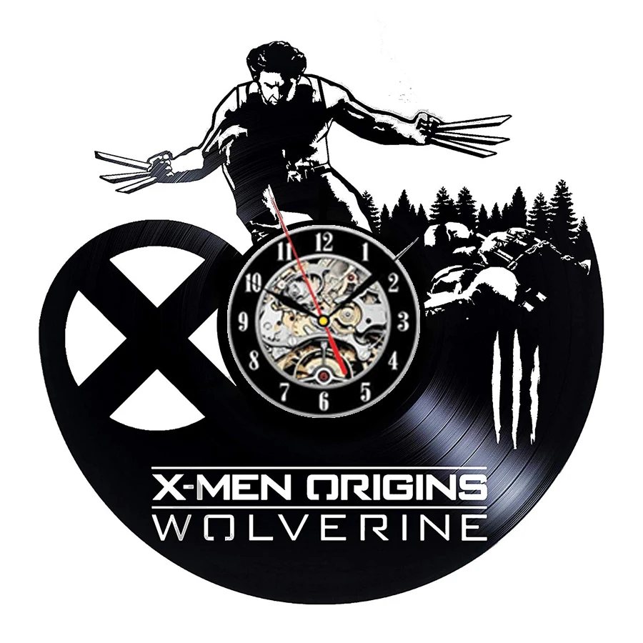 X-men Росомаха виниловые настенные часы современный дизайн кинематографическая тематика 3D украшение винтажные виниловые часы для записей настенные домашние декоративные часы