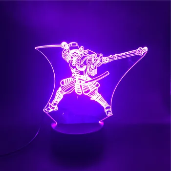 

Japanese Samurai with Knife and Gun Bluetooth Speaker for Teenager 3D Lamp for Indoor Decorative Atmosphere Led Night Light Lamp