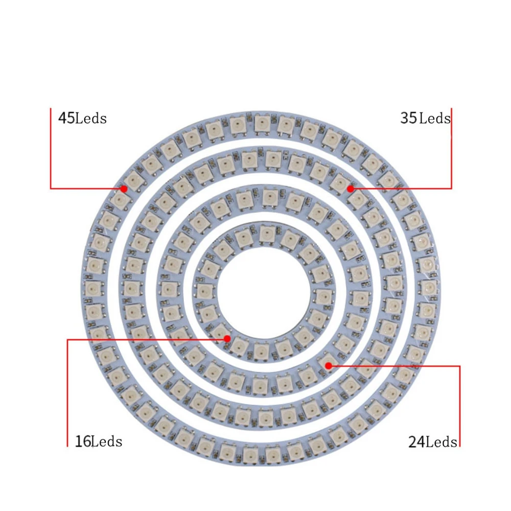 DC5V WS2812B 5050 RGB индивидуально адресуемых пикселей кольцо 8 16 24 Большие размеры 35 45