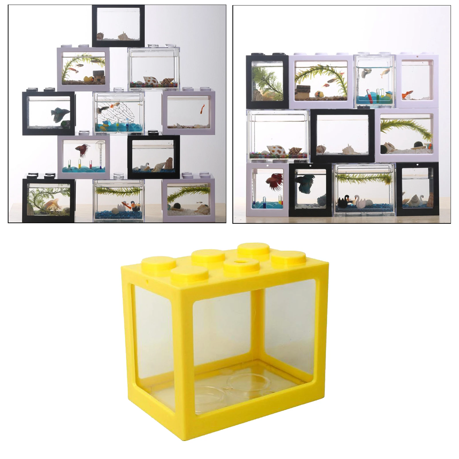 Mini Fish Tank, Desktop Micro-Landscape Fish Tank, Aquarium Kit, Stackable Building Blocks Superimposed Fish Tank