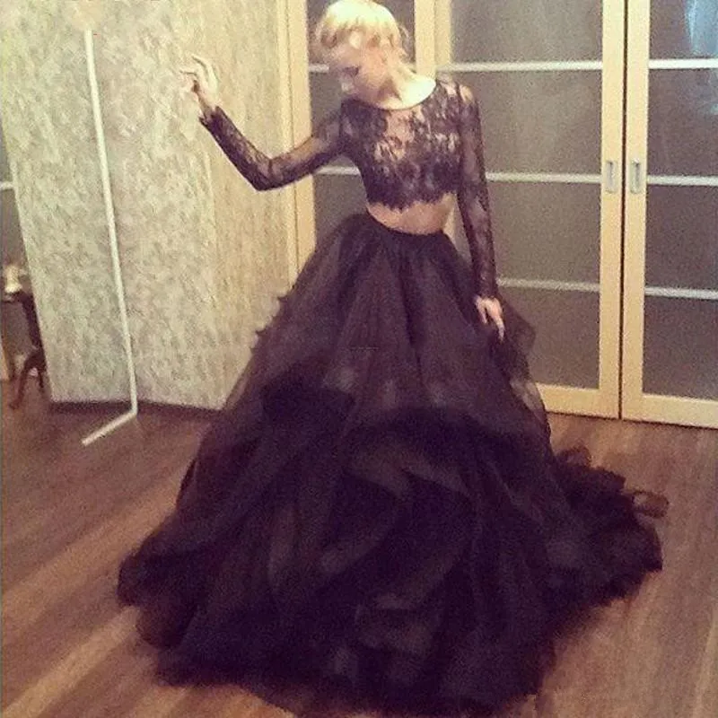 Sexy Black 2 Pieces Prom Dresses 2020 