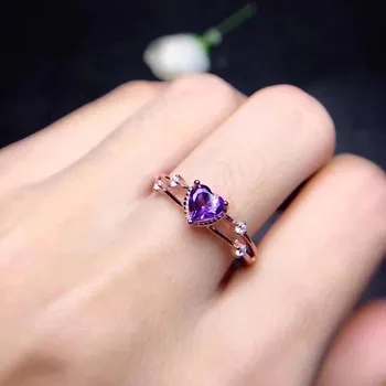 

Solitaire 925 Sterling Silver Rings Jewelry Palace Amethyst Ring for Women Engagement Ring Silver 925 Gemstones Jewelry