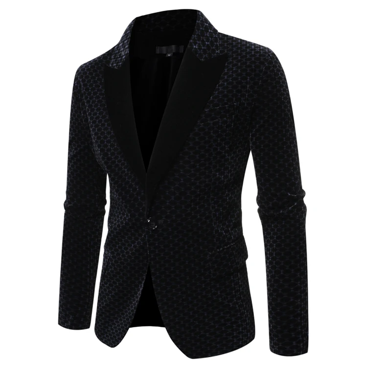 Черный мужской блейзер с v-образным вырезом, новая мода, британский стиль, однотонный костюм, куртка, пальто, высокое качество, приталенный пиджак на одной пуговице, Masculino - Цвет: 9769-Navy