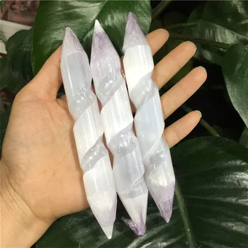 14-15CM Natural Clear Gypsum Selenite Crystal Wand Massage Stick Energy Stone Gemstone Wicca Decor Point Gift From Moroccan 6