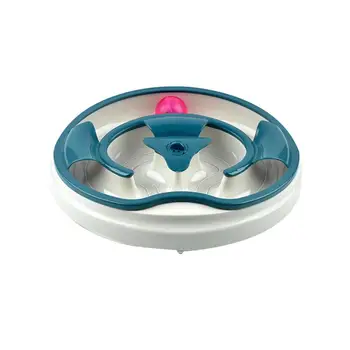 

Funny Cat Turntable Toy Pet Toys Intelligence Crazy Play Tray Ball Cat Toy Cat Puzzle Fun Carousel Toy(Blue)