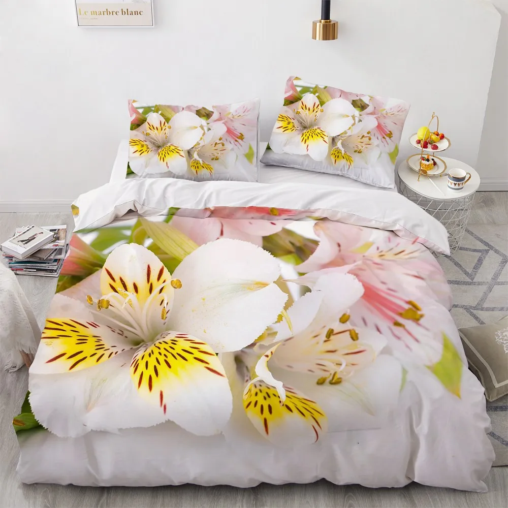 Bedding Sets 3D Plant Flower Rose Duvet Quilt Cover Set Comforter Bed Linens Pillowcase King Queen Full Double Home Texitle | Дом и сад