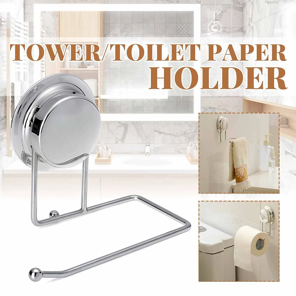 

Toilet Kitchen Roll Paper Holder Stainless Steel Reusable Suction Cup Towel Ho Rack Rail Bathroom Home Storage Accessories