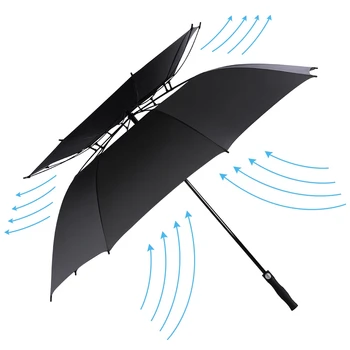 

Oversized Automatic Open Outdoor Extra Golf Windproof Stick Umbrella 62 Inch Double Canopy Vented Windproof Waterproof