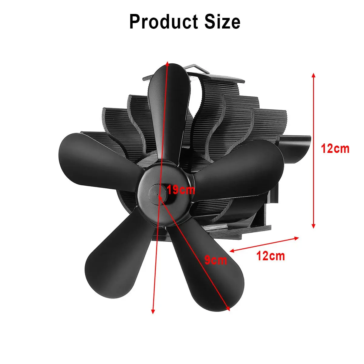 Mouted Тип Черный 5 лопастной вентилятор для печи, работающий от тепловой энергии komin древесины горелки экологически чистые тихий вентилятор дома эффективное распределение тепла