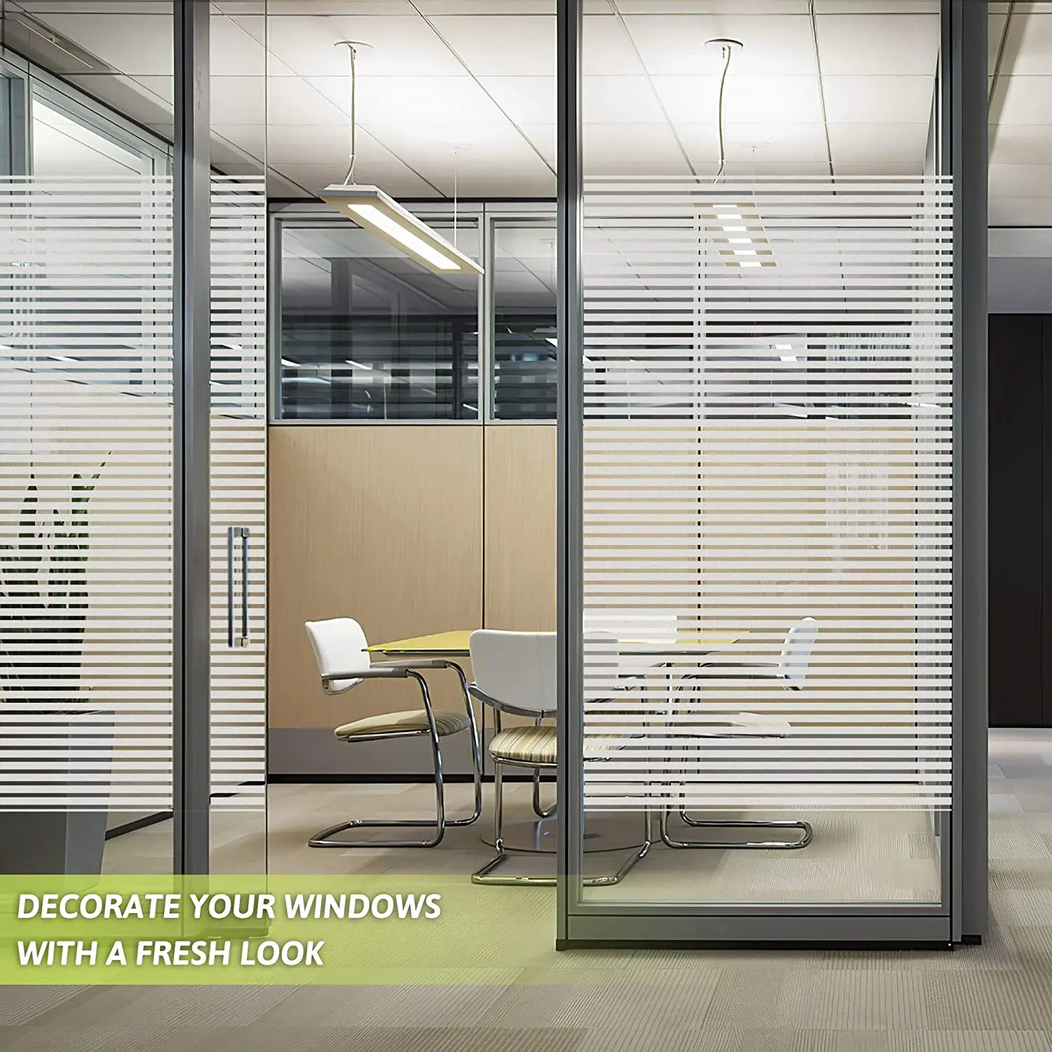 300cm Long Office Striped Static Cling Self-Adhesive Glass Film UV Insulation Vinyl Frosted Privacy Window Film