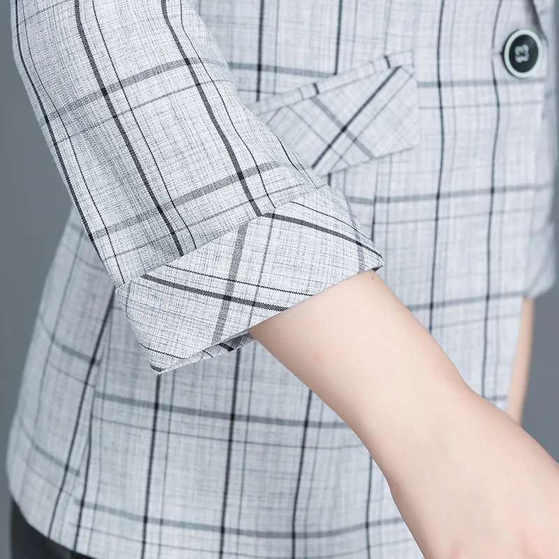 

Fashion Western Style Pattern Women's Suit Jacket 2019 Korean-style New Style One-Button Ninth Sleeve Versatile Casual Tops