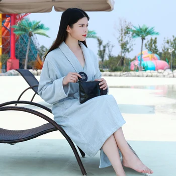 

Women 100% Cotton Towel Material Male Adult Winter Couple Nightgown Lengthened Absorbent Quick-Drying Bathrobe Intimate Lingerie
