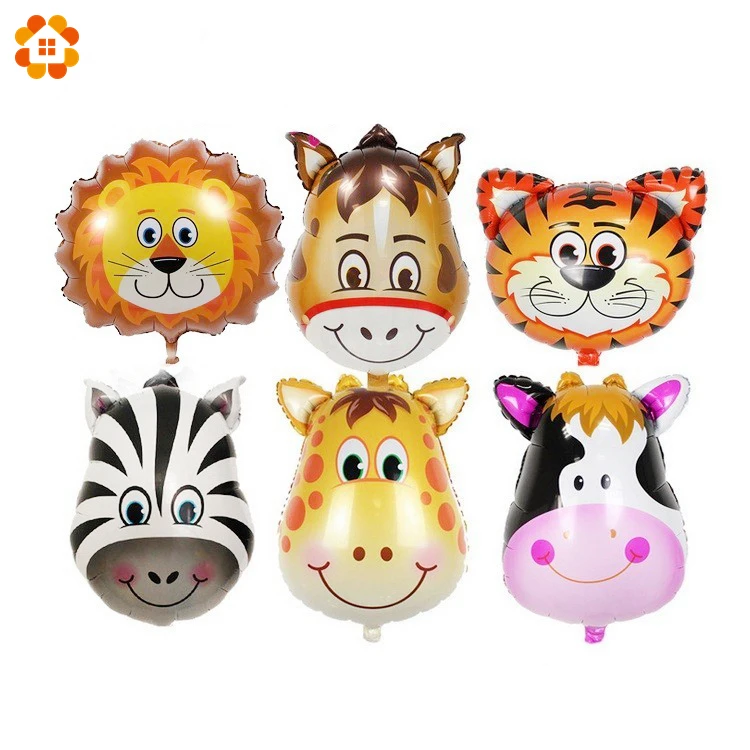 

1Set Jungle Party Leaf Balloon Cartoon Animal Lion Monkey Zebra Giraffe Cow Baby Shower Decor Picks Safari Zoo Birthday Supplies