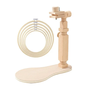 

Tabletop Embroidery Lap Stand Adjustable Cross Stitch Rack with Hoop Set DIY