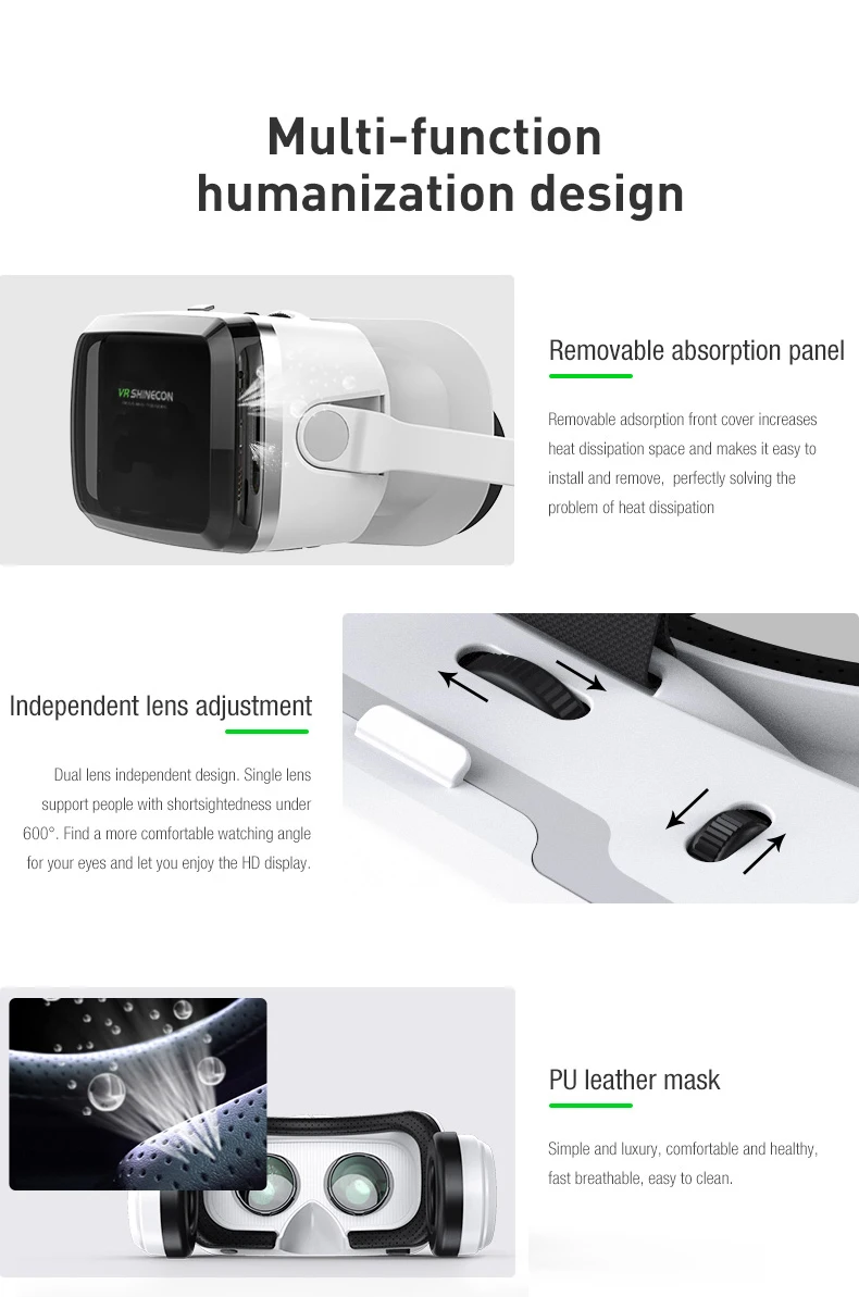 Fone de Ouvido o vr Original 10.0 e Bluetooth Shinecon Versão Realidade Virtual vr Óculos Cabeça-montado Capacete Opcional c 3d - Image 5