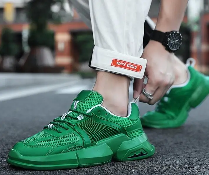 

FIUGGI Men Vulcanize Shoes Size 44 Breathable Casual Sports Male Sneakers Mesh Trainers -up Flat Shoes