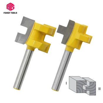 

2pcs 1/4 Shank T-Slot Milling Cutter Carving Knife Square Tooth Tenon Router Bits For Wood Power Woodworking Tool Accessories