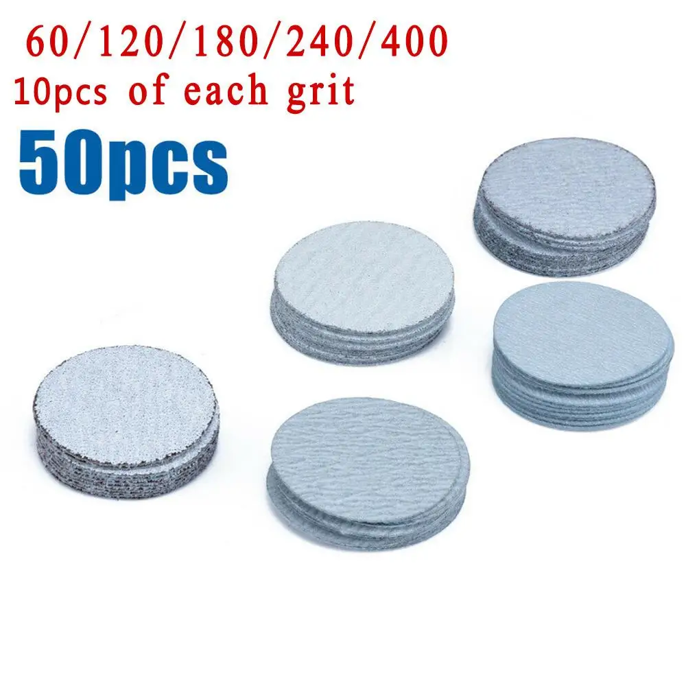 50* 50mm Sanding Disc Hook And Loop Abrasive Sand Paper 60 100 120 180 240 Grit