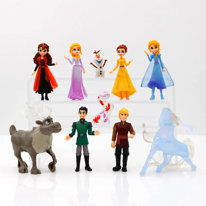 

10pcs Disney Frozen 2 Snow Queen Elsa Anna Anime Dolls PVC Action Figure Olaf Kristoff Sven Figurines Kids Toys Children Gift