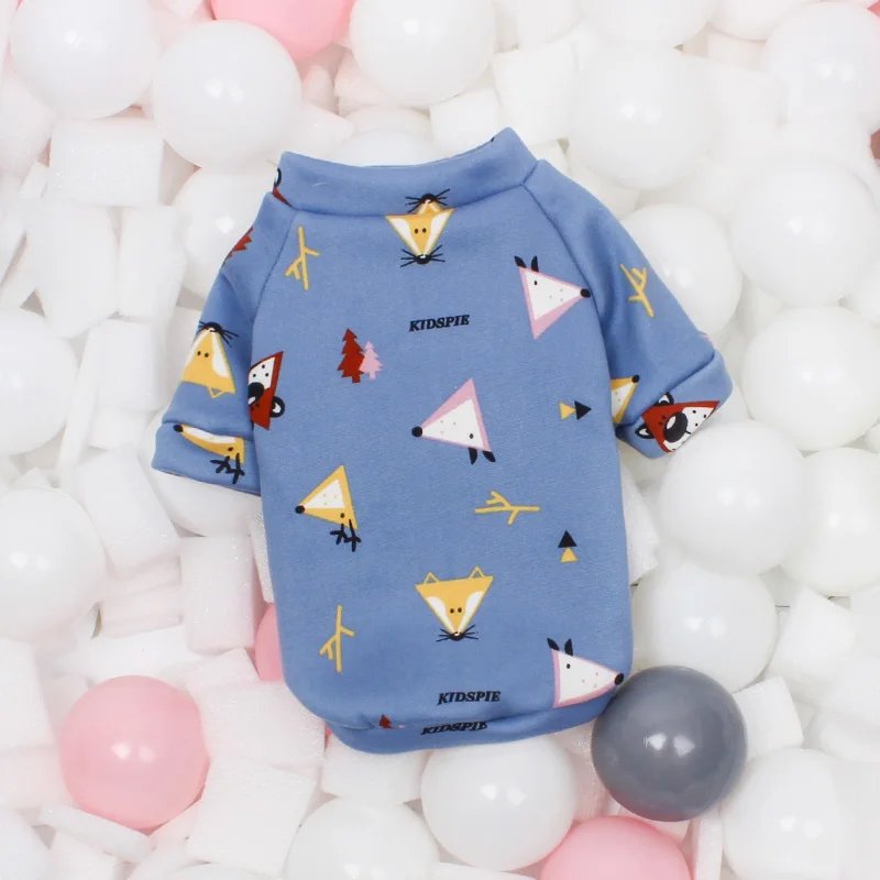 Navy Little Fox Костюм для кошек с принтом кролика, мягкая толстовка Kedi Katten, весенне-летняя одежда для кошек, костюм mascotas ropa para gato - Цвет: Navy Little Fox