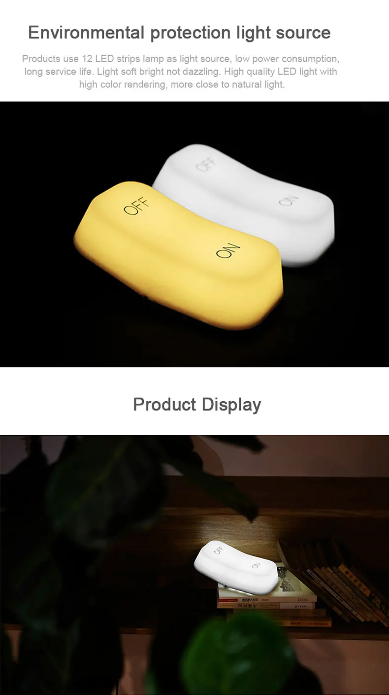 Cute Keyboard Night Light Gravity Switch ON/OFF White Yellow DC5V Rechargeable Bedside Night LED Light Great Gift to Kid/Friend
