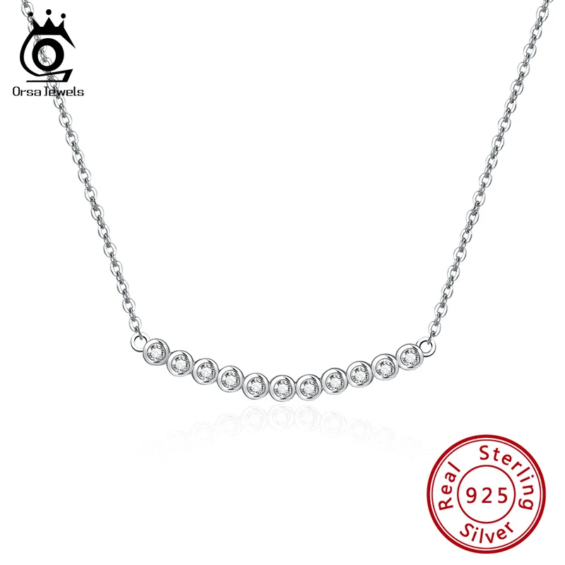 ORSA JEWELS персонализированное простое изогнутое 34 мм длинное ожерелье из серебра 925
