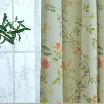 

Modern Idyllic American Country Style Curtains Polyester Printed Curtain Stylish Tulles Curtains for Living Dining Room Bedroom