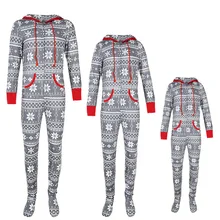 Oeak, рождественские одинаковые комплекты для семьи, пижамы с капюшоном для дома для взрослых и малышей, комбинезон с рождественским принтом снежинки