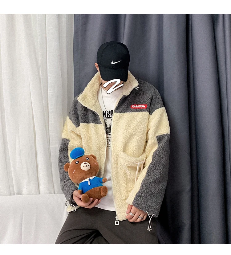 Winter Korean Version Of Europe And The New Thickening Lapel Loose Stitching Wool Liner Woolen Coat
