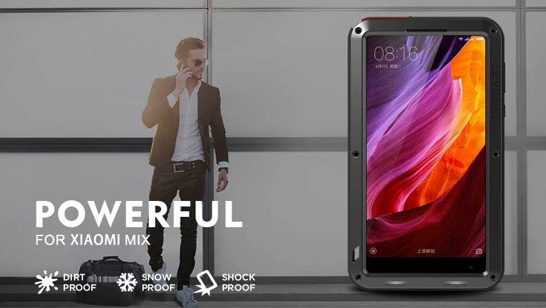 Алюминиевый металлический чехол LOVE MEI для Xiaomi mi x, мощный защитный противоударный водонепроницаемый чехол для Xiaomi mi x Capa Coque