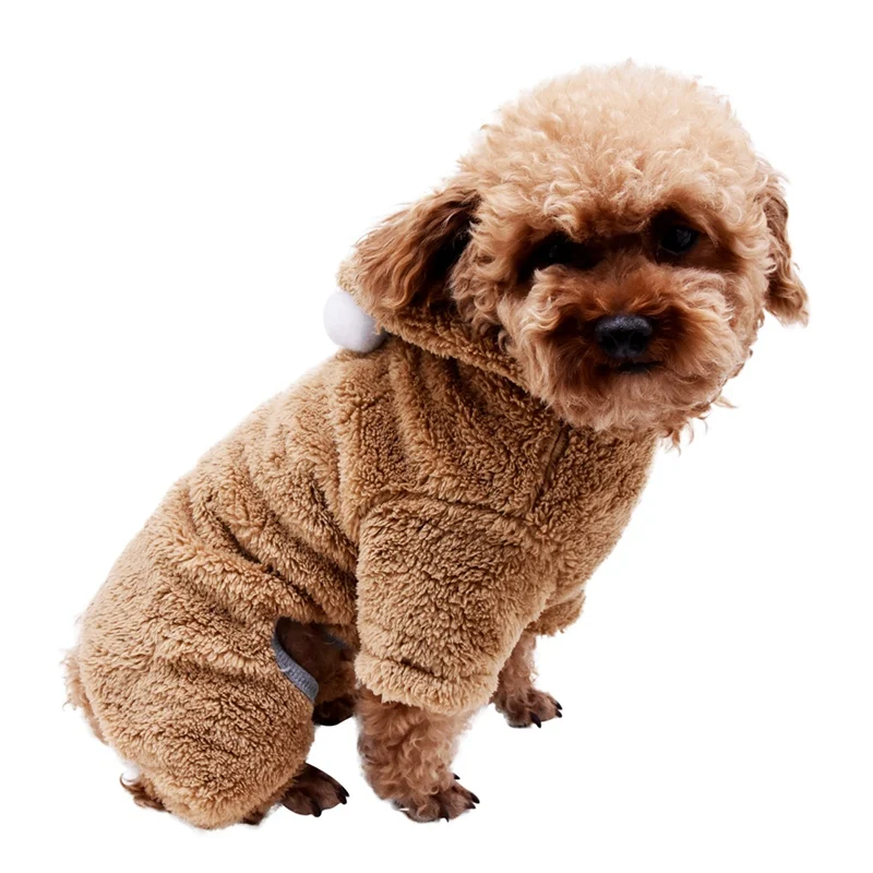 Флисовая зимняя одежда для собак Забавный костюм для домашних животных теплое пальто для Собаки Одежда для маленьких собак Кофты для щенков комбинезон Чихуахуа Одежда - Цвет: Коричневый
