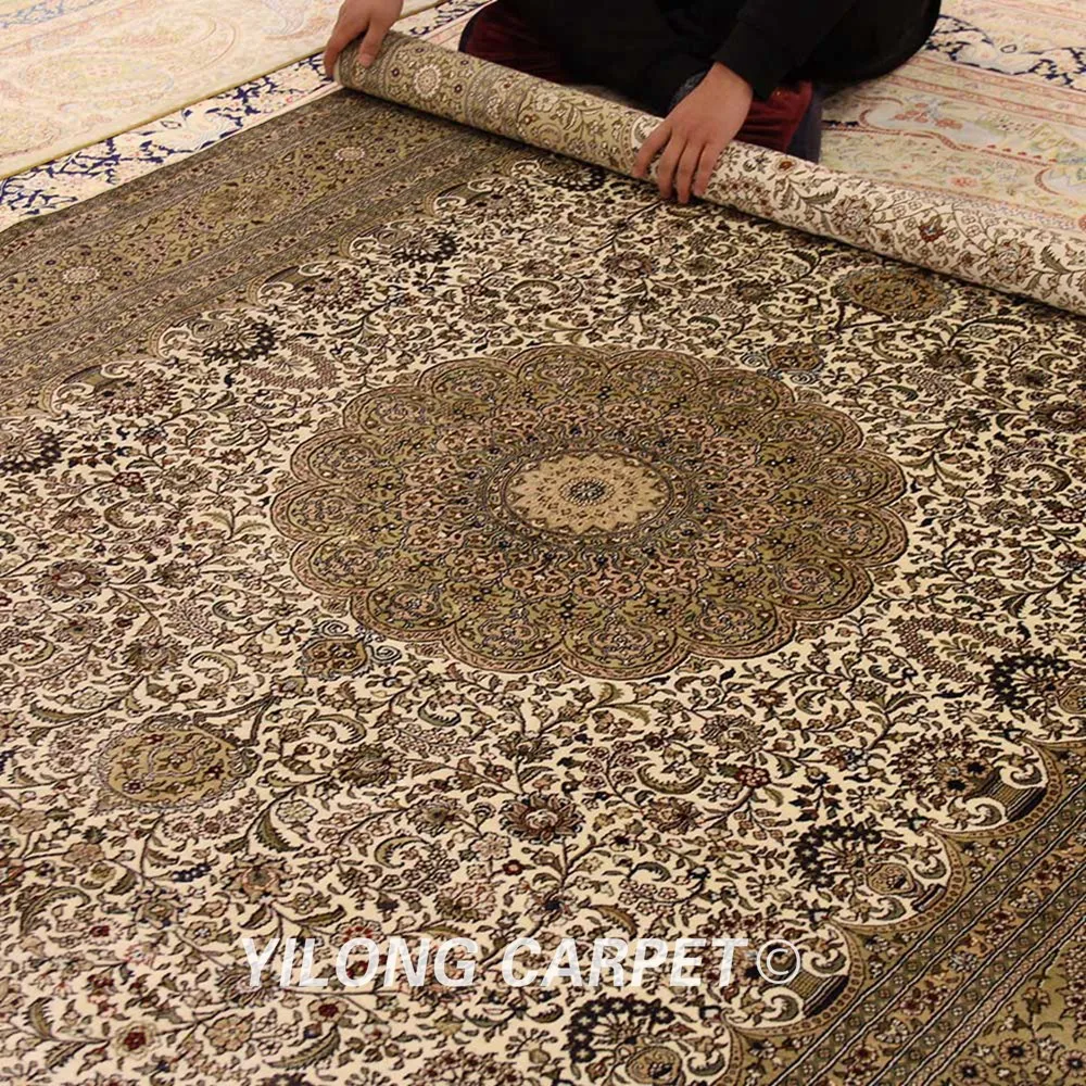 YILONG 6'x9' турецкий Шелковый ковер vantage бежевый античный персидский ковер ручной работы (YJH251A)