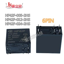 PCS NOVO relé HF42F-005-2HS 10 HF42F-012-2HS HF42F 012 2HS HF42F-024-2HS 5A 250VAC 5V 12VDC 24V 6PIN alta qualidade relé De Potência