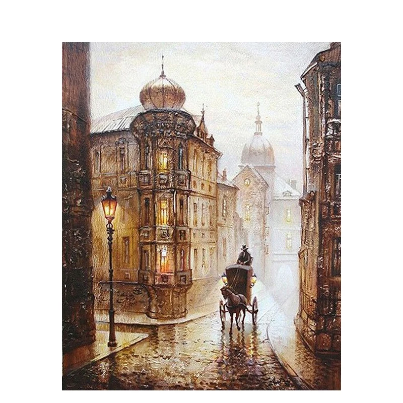 Малыш DIY Pari lovers уличный пейзаж масляная Акриловая картина по номерам на холсте в рамке настенные картины искусство для украшения дома - Цвет: Розовый
