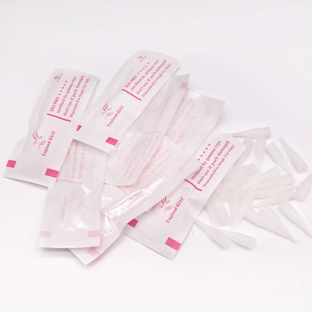 Tattoo Microblading Needles Disposable Tattoo Tips 50 Pcs Individual Package Small Spouts 1R for Permanent Makeup